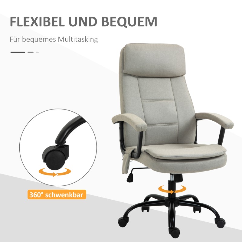Ergonominen työtuoli hierontatoiminnolla, kangas, keinunta, korkeussäädettävä, beige