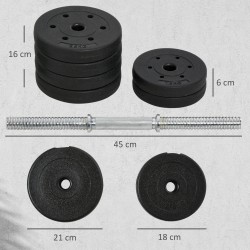 Käsipainosetti 30 kg teräs ja keinonahka, säädettävät levypainot, musta