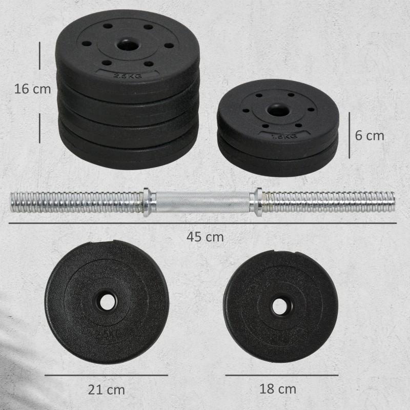 Käsipainosetti 30 kg teräs ja keinonahka, säädettävät levypainot, musta