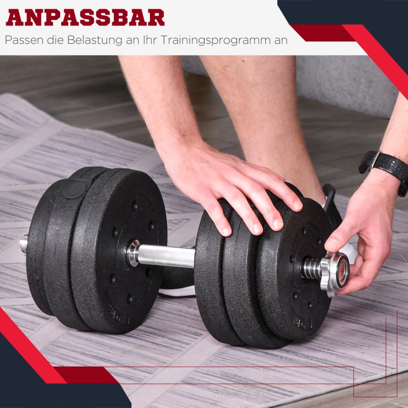 Käsipainosetti 30 kg teräs ja keinonahka, säädettävät levypainot, musta