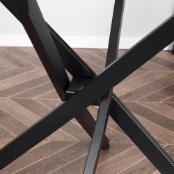 Pyöreä lasinen ruokapöytä 4 hengelle, karkaistu lasi, metallijalat, 80 cm, musta