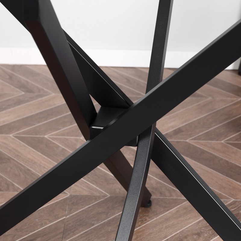 Pyöreä lasinen ruokapöytä 4 hengelle, karkaistu lasi, metallijalat, 80 cm, musta