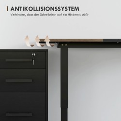 Sähköisesti korkeussäädettävä työpöytä 140 x 70 cm, muistitoiminto, puunsävy/musta