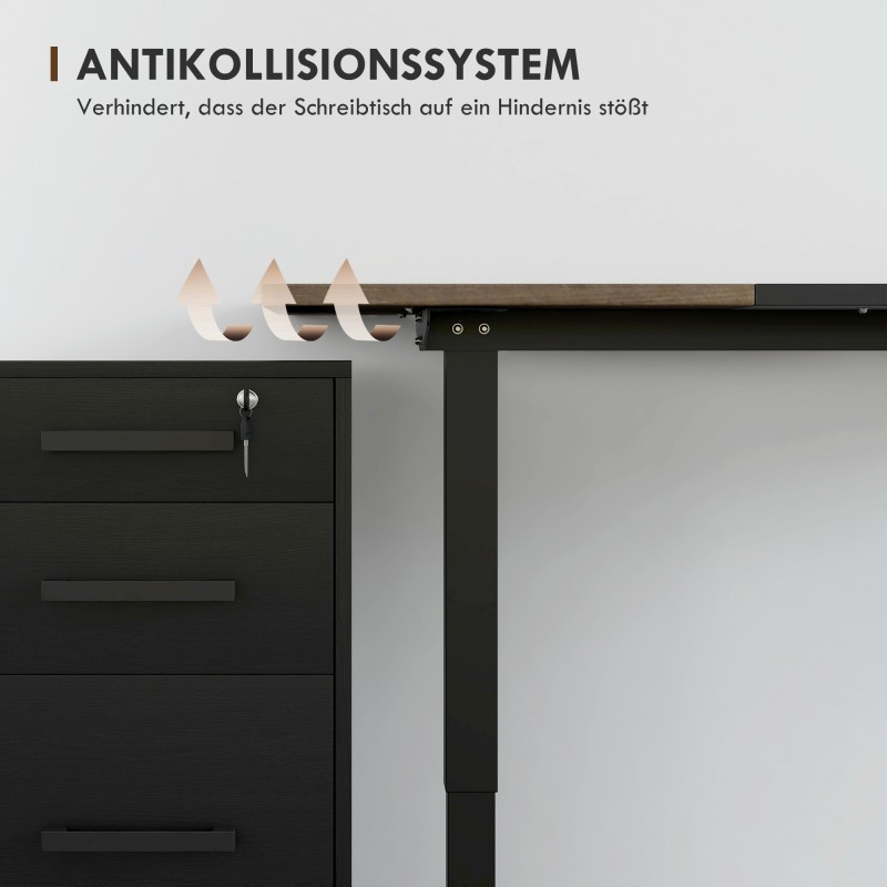 Sähköisesti korkeussäädettävä työpöytä 140 x 70 cm, muistitoiminto, puunsävy/musta