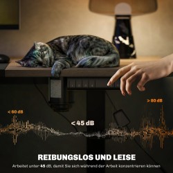 Sähköisesti korkeussäädettävä työpöytä 140 x 70 cm, muistitoiminto, puunsävy/musta