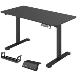 Sähköisesti korkeussäädettävä työpöytä 140 x 70 cm lastulevy teräs musta