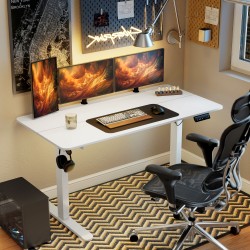 Sähköllä säädettävä työpöytä / tietokonepöytä, 140 x 70 cm, valkoinen