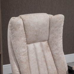 Työtuoli selkänojankallistuksella ja jalkatuella, mikrokuitu, 63 x 71 x 110–118 cm, beige/musta/hopea