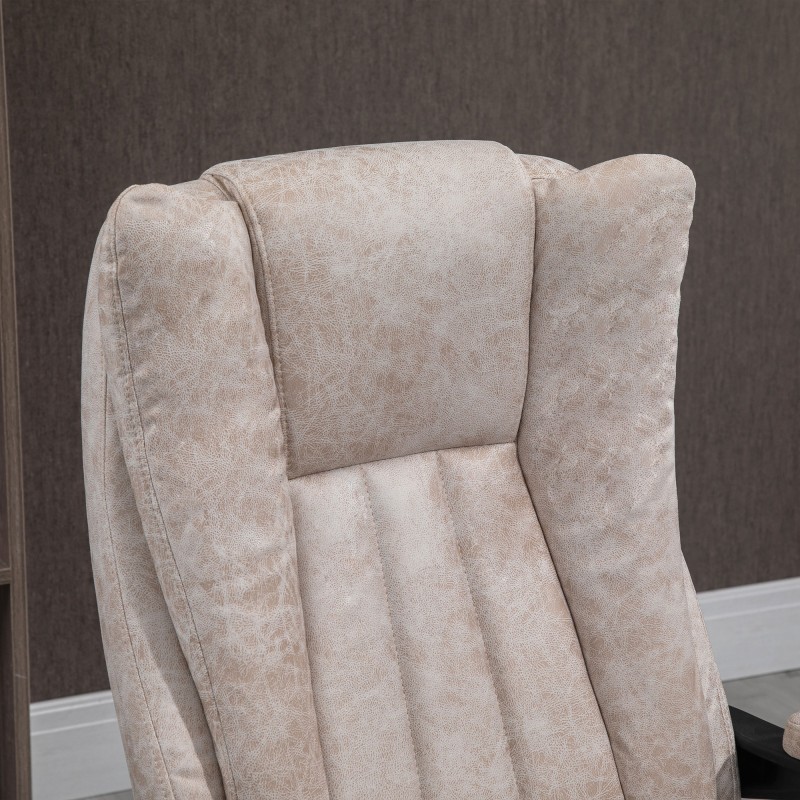 Työtuoli selkänojankallistuksella ja jalkatuella, mikrokuitu, 63 x 71 x 110–118 cm, beige/musta/hopea