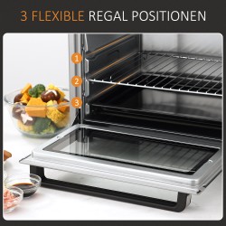 Pöytämallinen miniuuni 32 l 1600 W, 100–230 °C, 3 kypsennystapaa, teräs, hopea