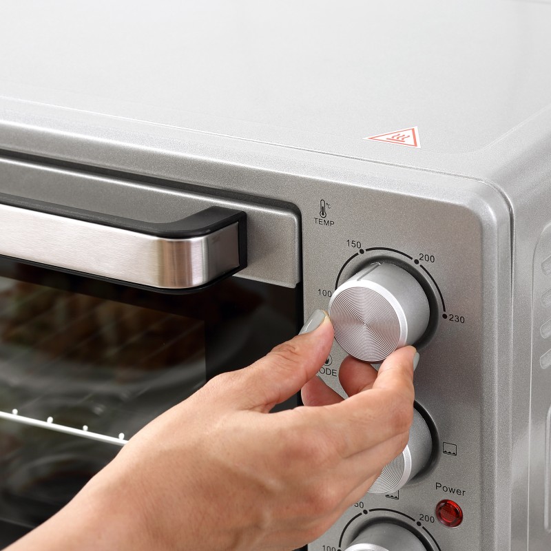 Pöytämallinen miniuuni 32 l 1600 W, 100–230 °C, 3 kypsennystapaa, teräs, hopea