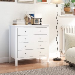 Valkoinen lipasto 5 laatikolla MDF/lastulevy 79 x 39,5 x 80,5 cm