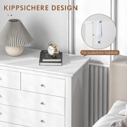 Valkoinen lipasto 5 laatikolla MDF/lastulevy 79 x 39,5 x 80,5 cm