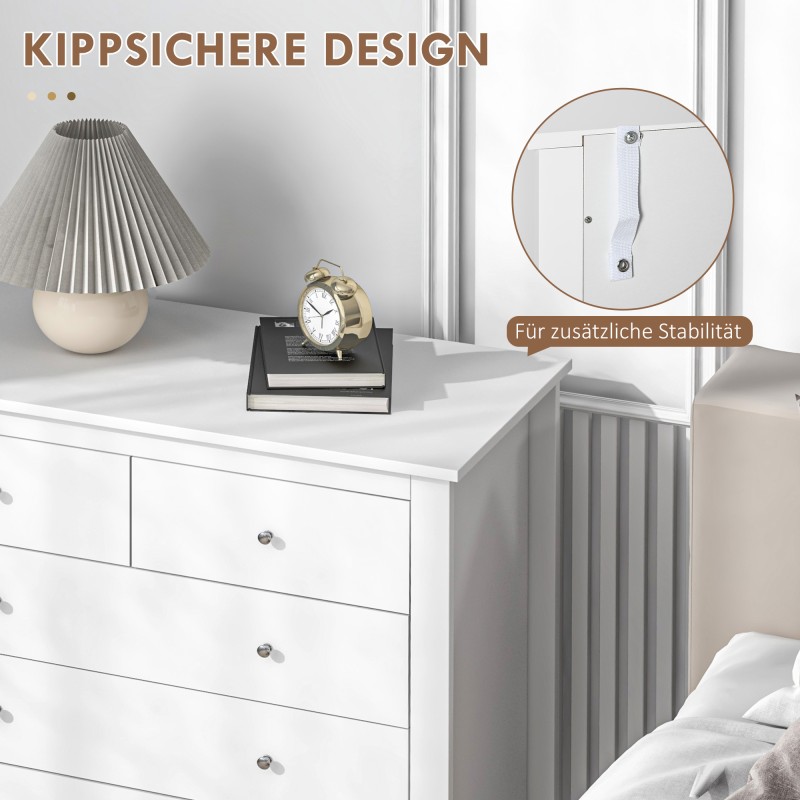 Valkoinen lipasto 5 laatikolla MDF/lastulevy 79 x 39,5 x 80,5 cm