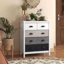 Lipasto 5 laatikkoa MDF ja mänty 70 x 38 x 85 cm valkoinen/tummanruskea