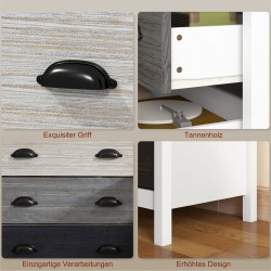 Lipasto 5 laatikkoa MDF ja mänty 70 x 38 x 85 cm valkoinen/tummanruskea