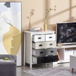 Lipasto 5 laatikkoa MDF ja mänty 70 x 38 x 85 cm valkoinen/tummanruskea