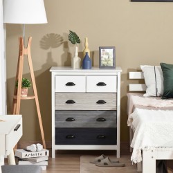 Lipasto 5 laatikkoa MDF ja mänty 70 x 38 x 85 cm valkoinen/tummanruskea