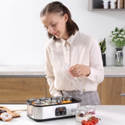 Jogurttikone kreikkalaiselle jogurtille, 8 x 180 ml lasipurkkia, 1,44 l, LCD-ajastin, 25 W, hopea