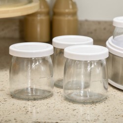 Jogurttikone ruostumatonta terästä 7 lasipurkkia 1260 ml 24x24x13 cm valkoinen/hopea