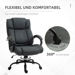 Ergonominen työtuoli leveällä istuimella, keinutoiminnolla ja 220 kg kantavuudella, tummanharmaa