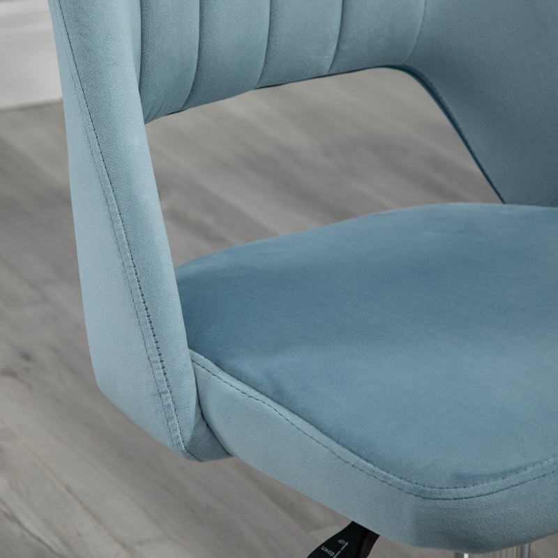Työtuoli kotiin ilman käsinojia, säädettävä, samettipintainen, sininen
