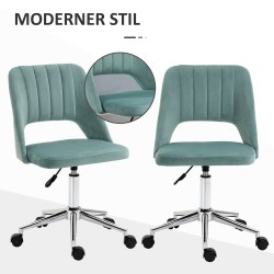 Työtuoli kotitoimistoon, korkeussäädettävä ja pyörällinen, samettiverhoilu, 49 x 60 x 79–91 cm, vihreä