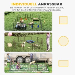 Koira- ja pentuaitaus 12 paneelia terästä sisä- ja ulkokäyttöön 240/320 x 160/240 x 60 cm harmaa