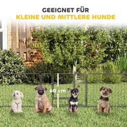 Koira- ja pentuaitaus 12 paneelia terästä sisä- ja ulkokäyttöön 240/320 x 160/240 x 60 cm harmaa