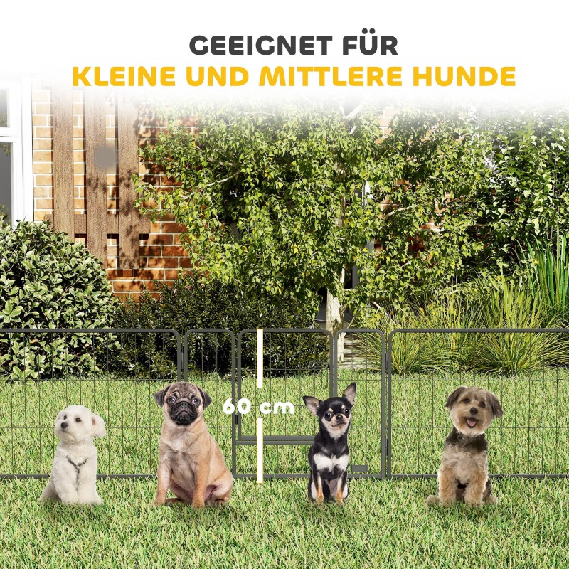 Koira- ja pentuaitaus 12 paneelia terästä sisä- ja ulkokäyttöön 240/320 x 160/240 x 60 cm harmaa