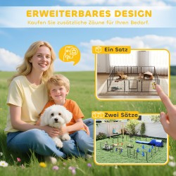 Koira- ja pentuaitaus 12 paneelia terästä sisä- ja ulkokäyttöön 240/320 x 160/240 x 60 cm harmaa