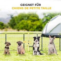 Koira-aitaus pennuille ja pienille koirille, teräs, 16 paneelia, 320 x 320 x 80 cm, harmaa