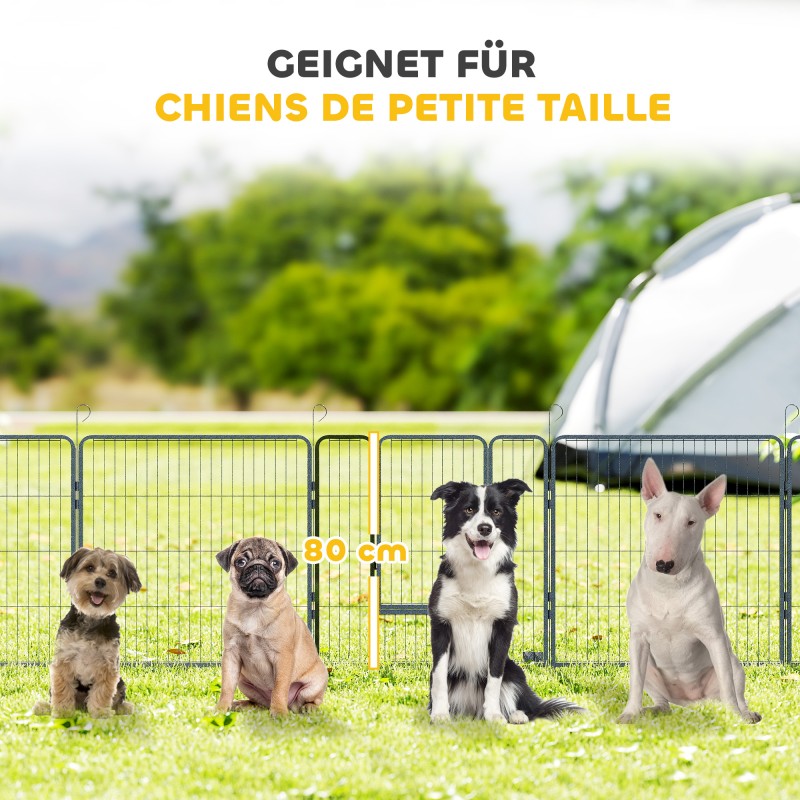 Koira-aitaus pennuille ja pienille koirille, teräs, 16 paneelia, 320 x 320 x 80 cm, harmaa