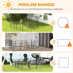 Koiran pentuaitaus terästä 12 paneelia 80x80 cm harmaa sisä- ja ulkokäyttöön