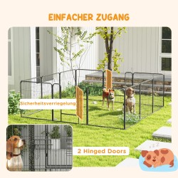 Koiran pentuaitaus terästä 12 paneelia 80x80 cm harmaa sisä- ja ulkokäyttöön