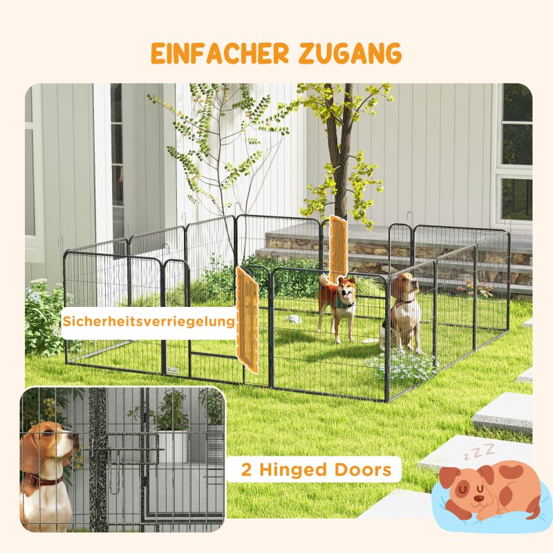 Koiran pentuaitaus terästä 12 paneelia 80x80 cm harmaa sisä- ja ulkokäyttöön