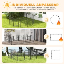 Koiran ja pentujen aitauselementti terästä 12 osaa 80x100 cm harmaa