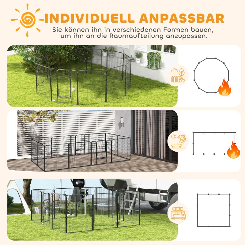 Koiran ja pentujen aitauselementti terästä 12 osaa 80x100 cm harmaa