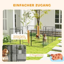 Koiran ja pentujen aitauselementti terästä 12 osaa 80x100 cm harmaa