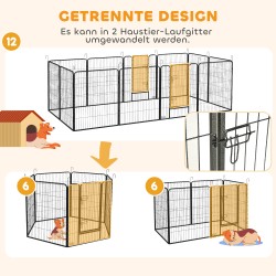 Koiran ja pentujen aitauselementti terästä 12 osaa 80x100 cm harmaa
