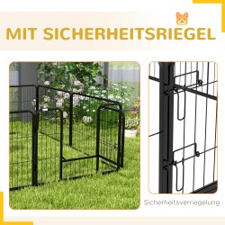 Pentuaitaus ja pieneläinaitaus, teräslanka, kokoontaitettava 8 paneelia, sisä- ja ulkokäyttöön, musta