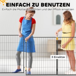 Koiran ja pennun aitauksen laajennusosa, 2 teräspaneelin setti, 80 x 100 cm, harmaa