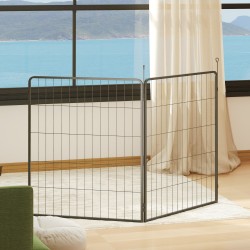 Koiran ja pennun aitauksen laajennusosa, 2 teräspaneelin setti, 80 x 100 cm, harmaa