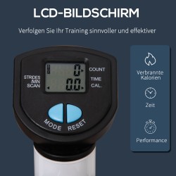 Stepper-kuntolaite kotiin, teräs ja ABS, LCD-näyttö, mitat 55 x 44 x 108 cm, max 100 kg, sininen/musta