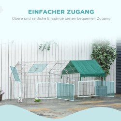 Ulkoaitaus pieneläimille, teräs, 220 x 103 x 103 cm, 4 maakiilaa, musta/vihreä