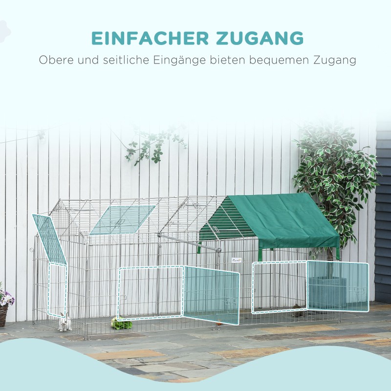 Ulkoaitaus pieneläimille, teräs, 220 x 103 x 103 cm, 4 maakiilaa, musta/vihreä