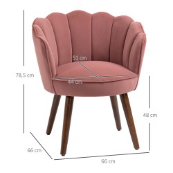 Nojatuoli olohuoneeseen ja makuuhuoneeseen, samettimainen verhoilu, puujalat, rosa