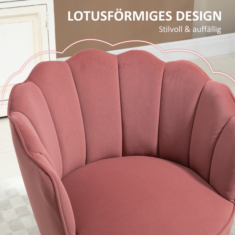 Nojatuoli olohuoneeseen ja makuuhuoneeseen, samettimainen verhoilu, puujalat, rosa