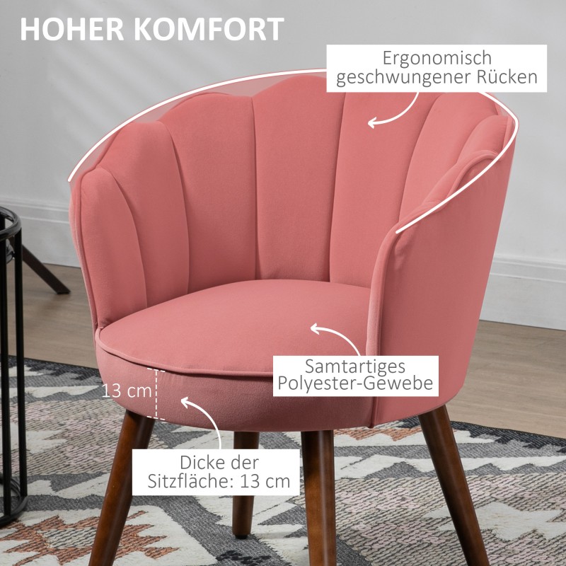Nojatuoli olohuoneeseen ja makuuhuoneeseen, samettimainen verhoilu, puujalat, rosa
