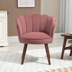 Nojatuoli olohuoneeseen ja makuuhuoneeseen, samettimainen verhoilu, puujalat, rosa